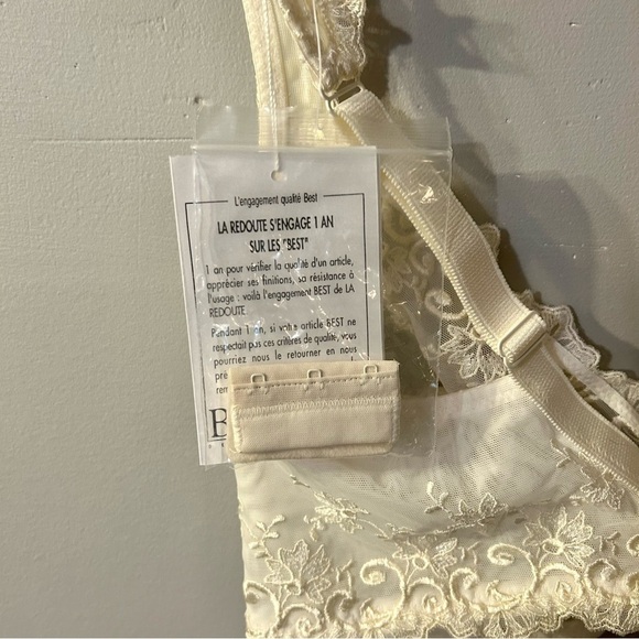 Best De La Redoute Bra NWT Cream 38G Lace Wired Mesh Feminine Bow Floral - Picture 5 of 5